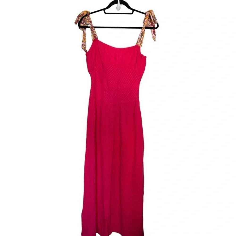 FREE PEOPLE Womens Pink Sleeveless Square Neck Maxi Dress